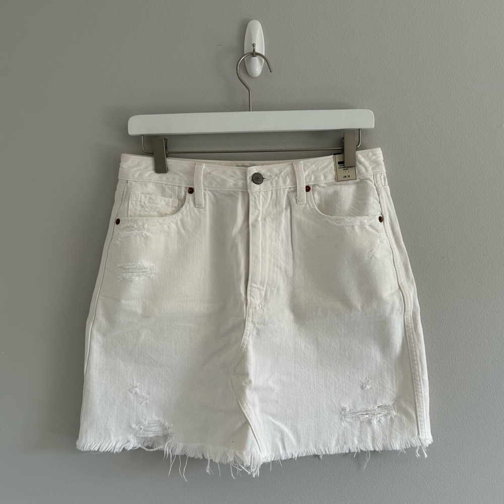 Abercrombie & Fitch White Natural Rise Vintage A-Line Skirt Size 29/8 NWT